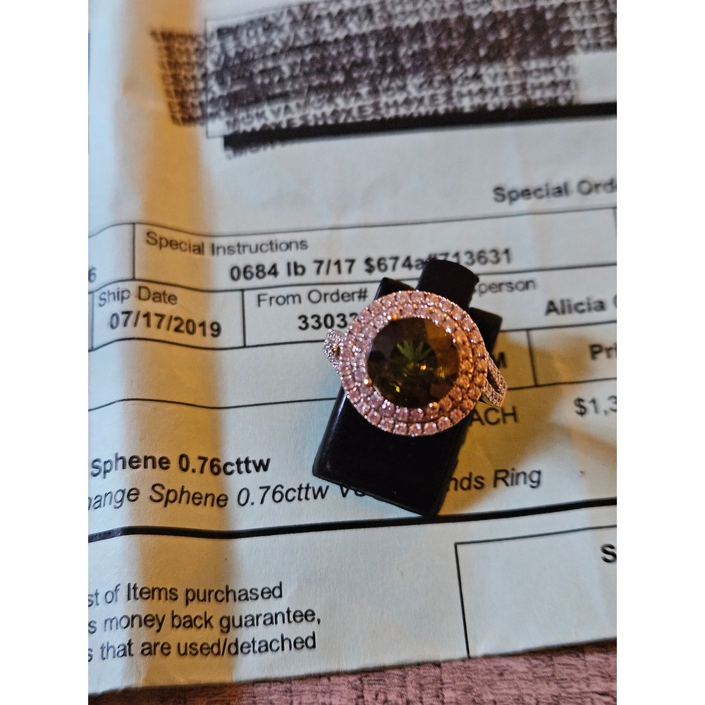 14K Gold 0.76ctw diamond Color Change Sphene 2.05ctw Double Halo Ring 8009061Y - Picture 4 of 6